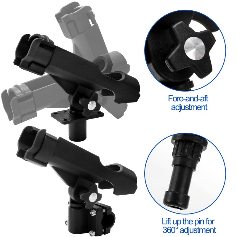 Bekith 2 Pack Fishing Rod Holder with Combo Mount, Adjustable Fishing Boat Rod Holder, Black Finish - Image 4